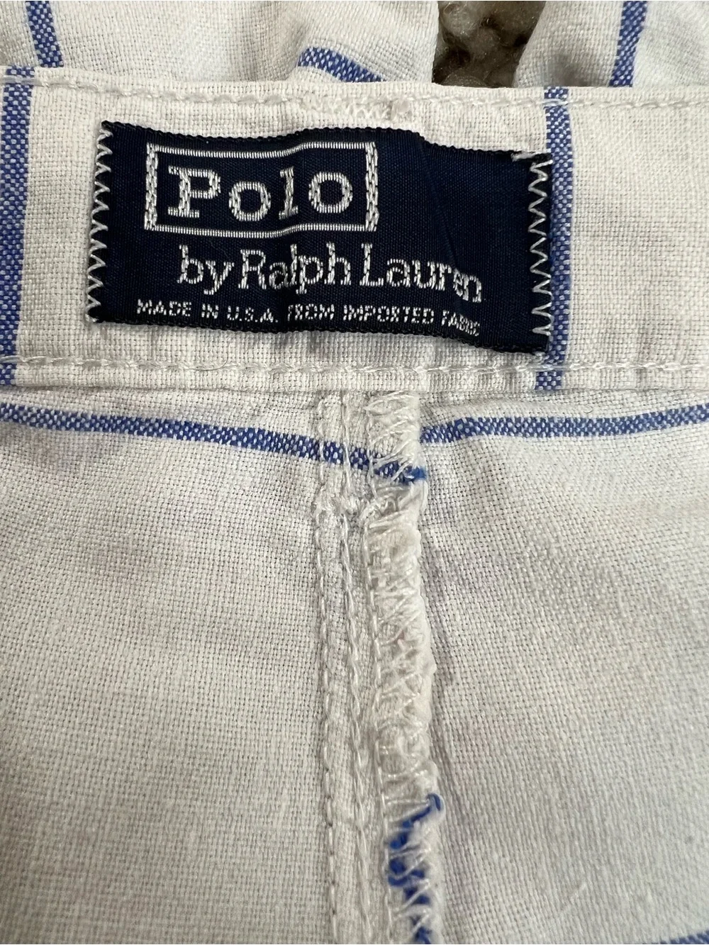 Vintage Polo by Ralph Lauren White Shorts with Blue Windowpane Check USA Made
